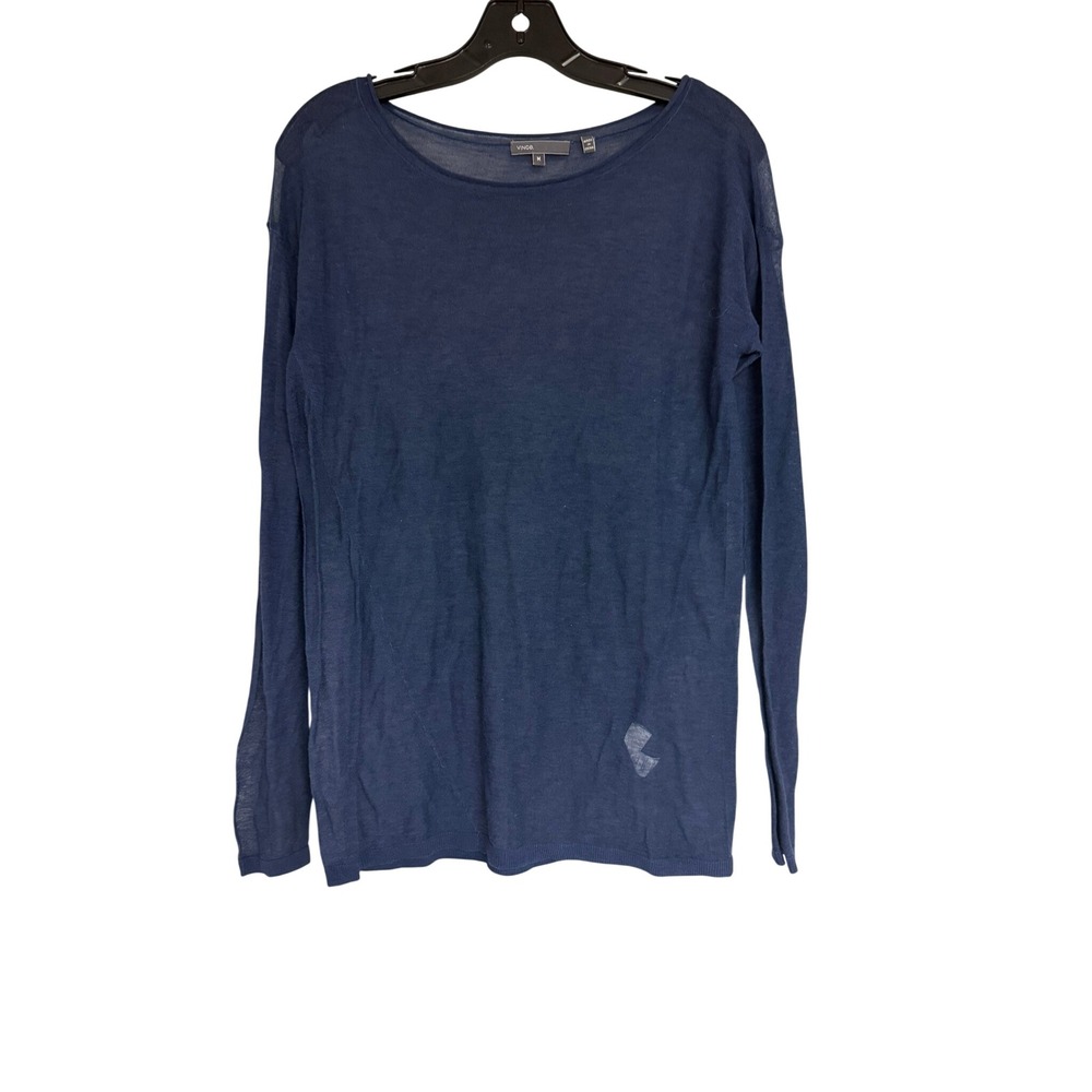 Vince Navy‎ Blue Wool Cashmere Blend Lightweight Long Sleeve Sweater Womens Med